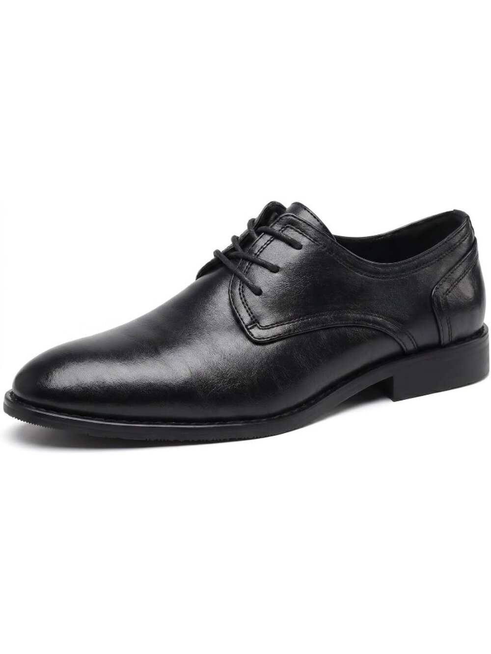 Men's Dark Polished Leather Rounded Toe Formal Business Derby Oxfords Shoes